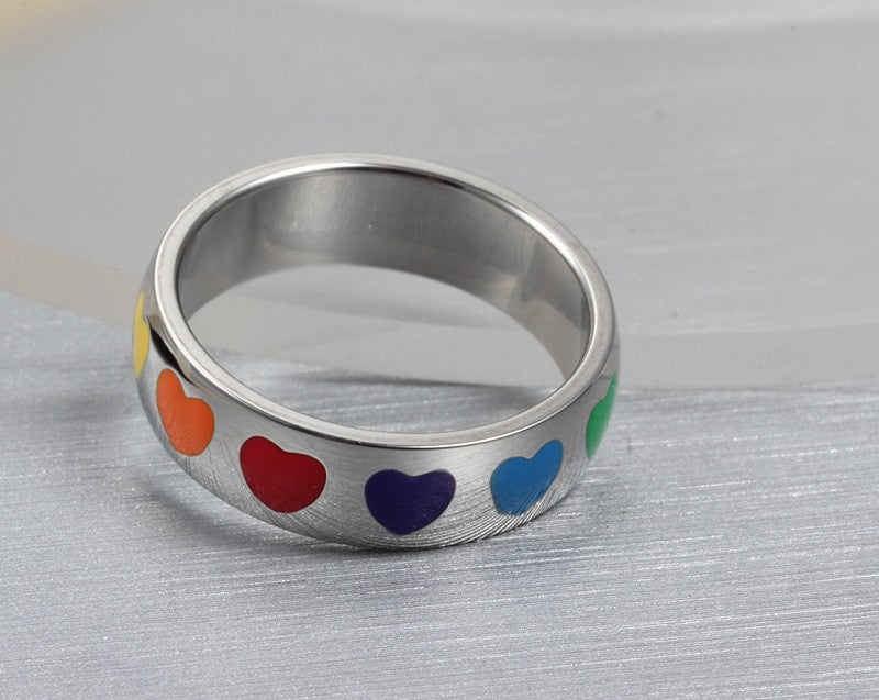 Rainbow Hearts Pride Ring