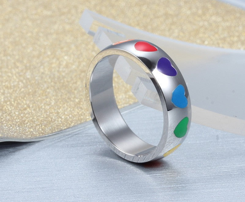 Rainbow Hearts Pride Ring