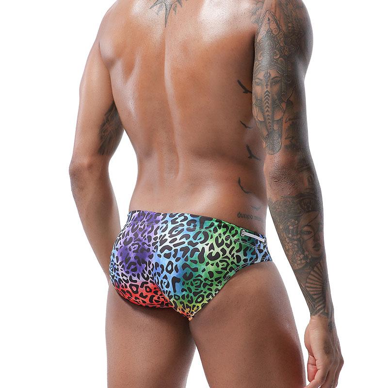 Rainbow Leopard Print Swim Briefs