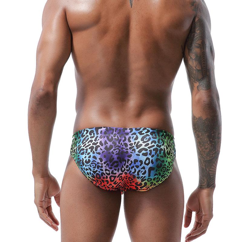 Rainbow Leopard Print Swim Briefs