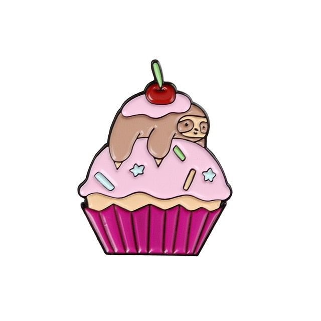 Sloth Cupcake Enamel Pin