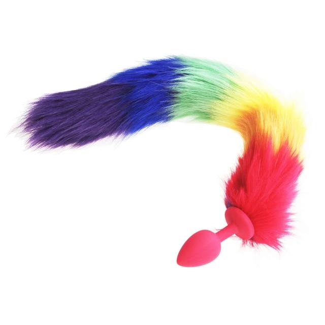 Rainbow-Colored Tail Plug Sex Toy