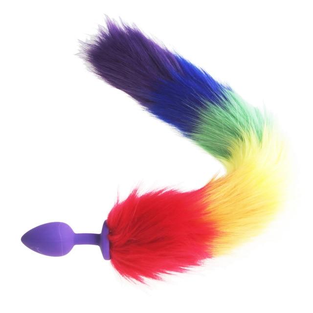 Rainbow-Colored Tail Plug Sex Toy