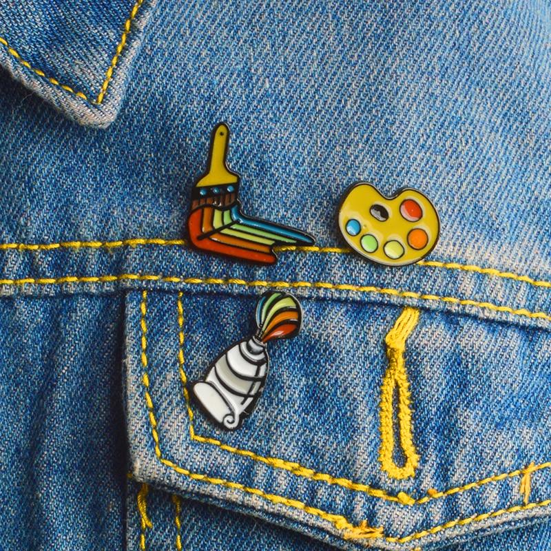 Rainbow Paint Brush Enamel Pins