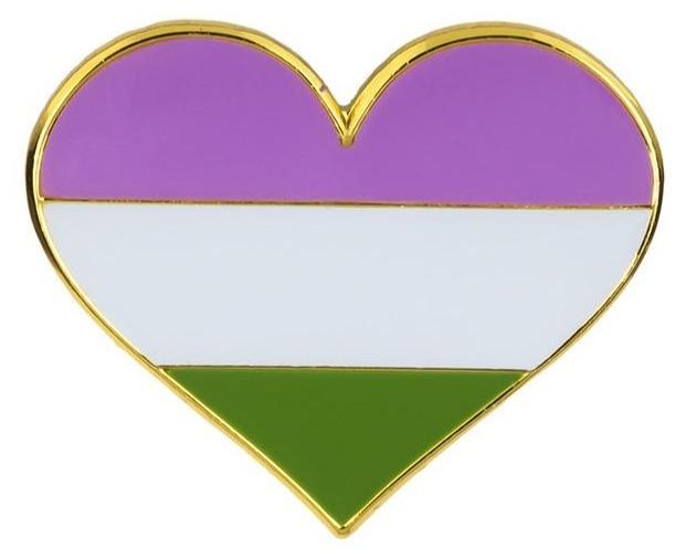 Genderqueer Pride Heart Enamel Pin