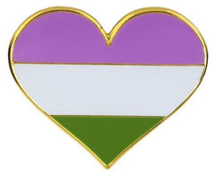 Genderqueer Pride Heart Enamel Pin
