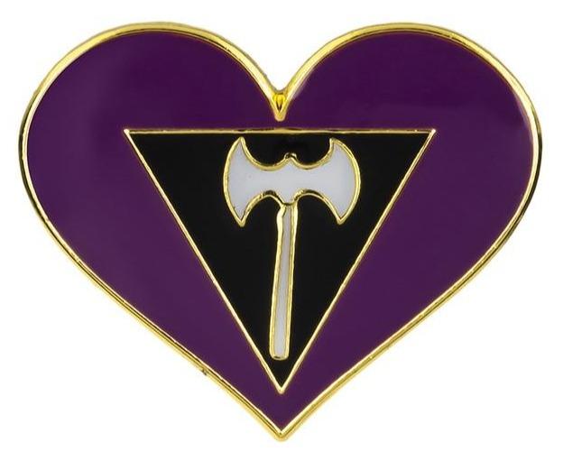 Lesbian Labrys Pride Heart Enamel Pin