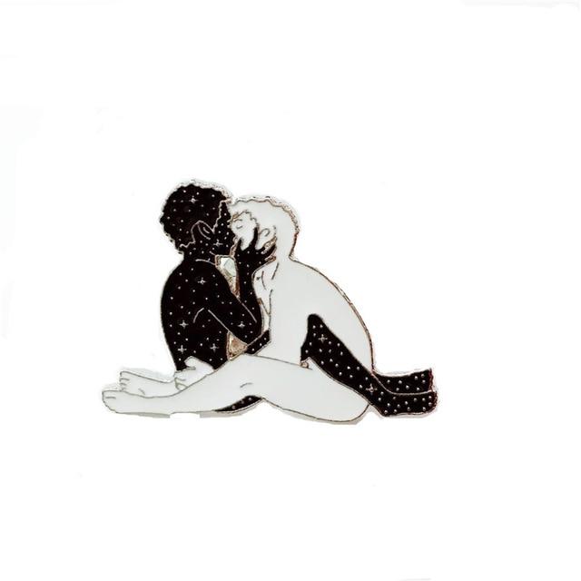 Starry Gay Men Kissing Enamel Pin