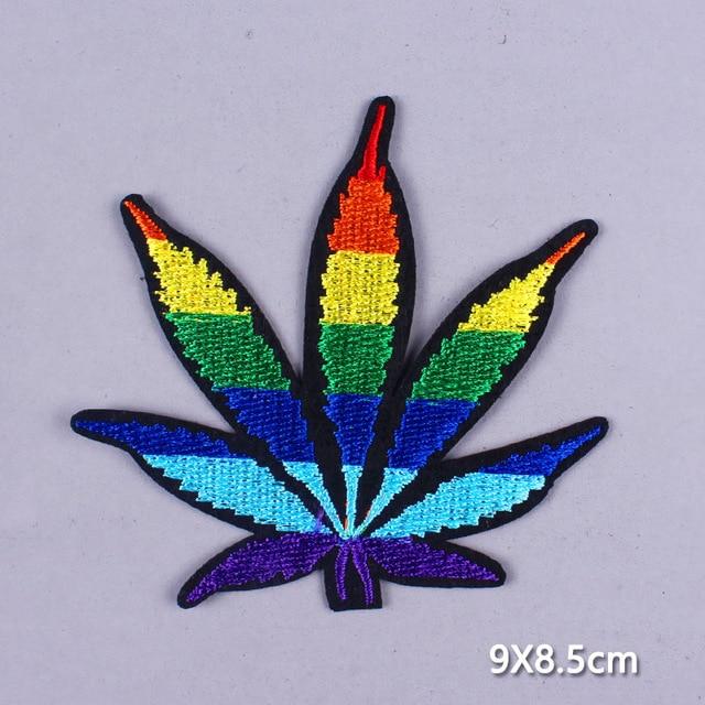 LGBT Pride Weed Leaf Iron On Embroidered Patch