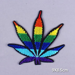 LGBT Pride Weed Leaf Iron On Embroidered Patch