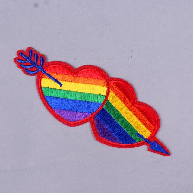 LGBT Hearts With Arrow Iron On Embroidered Patch