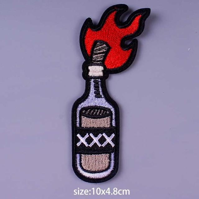 Molotov Cocktail Iron On Embroidered Patch