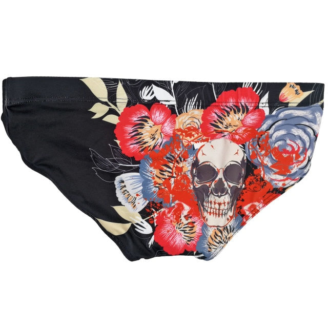 Floral Skull Swim Briefs