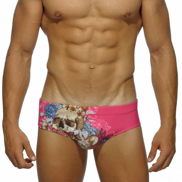 Floral Skull Swim Briefs