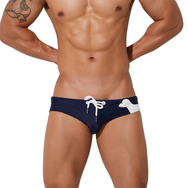 Low-Rise Dog Print Swim Briefs