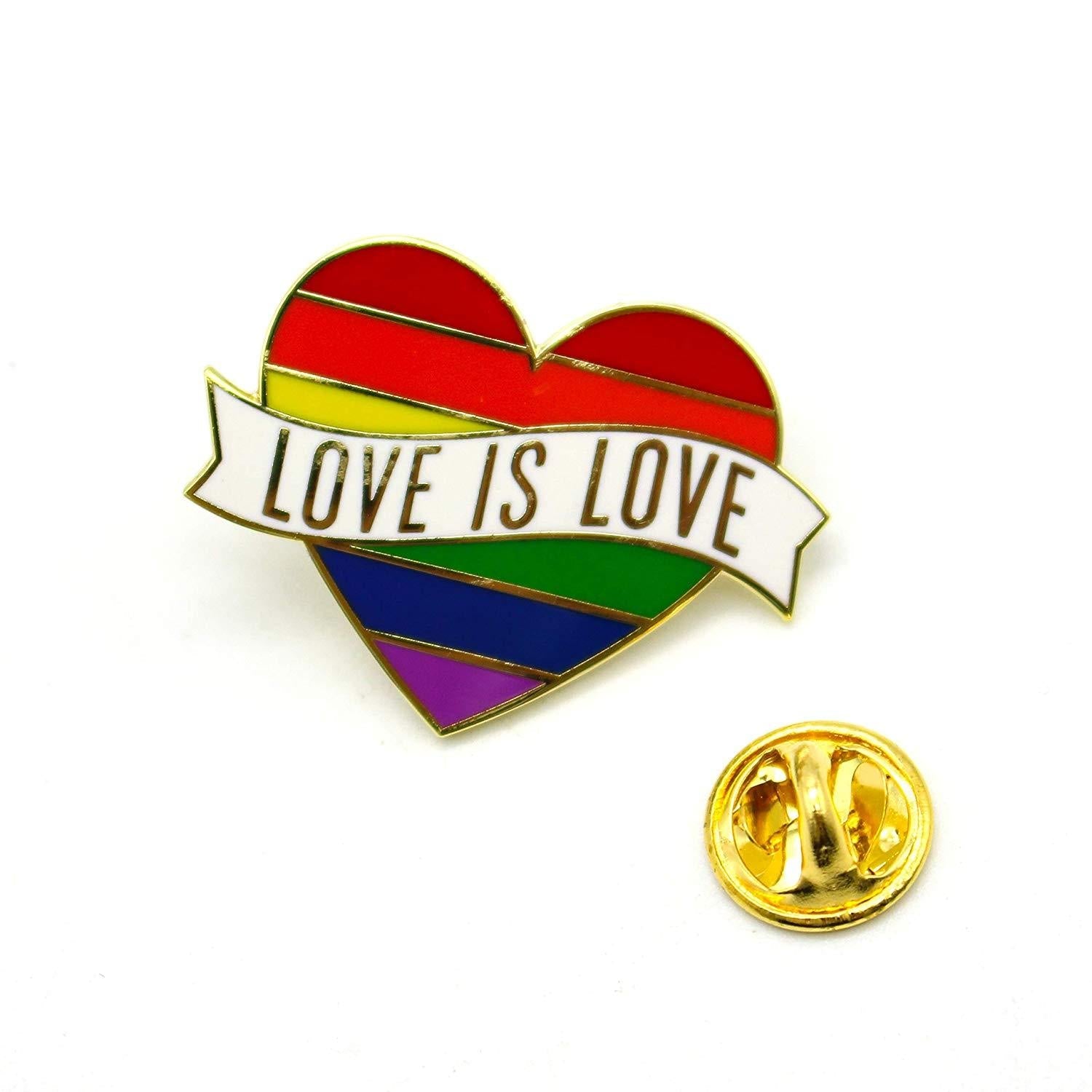 Love Is Love Pride Heart Enamel Pin
