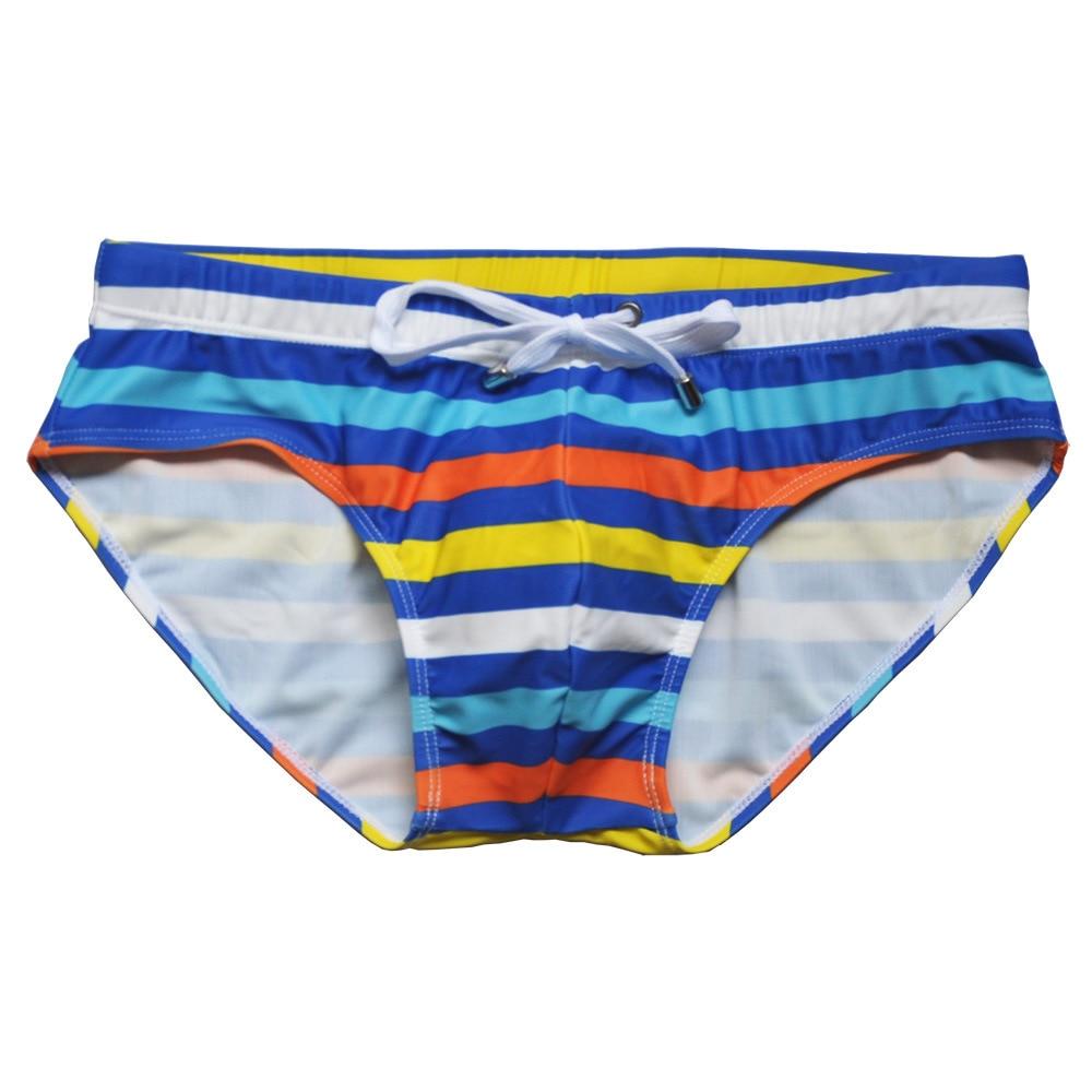 Retro Striped Swim Briefs