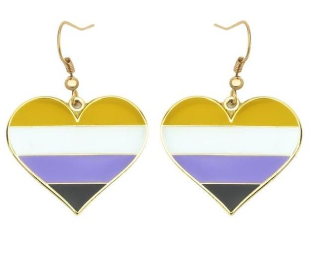 Non-Binary Heart Earrings