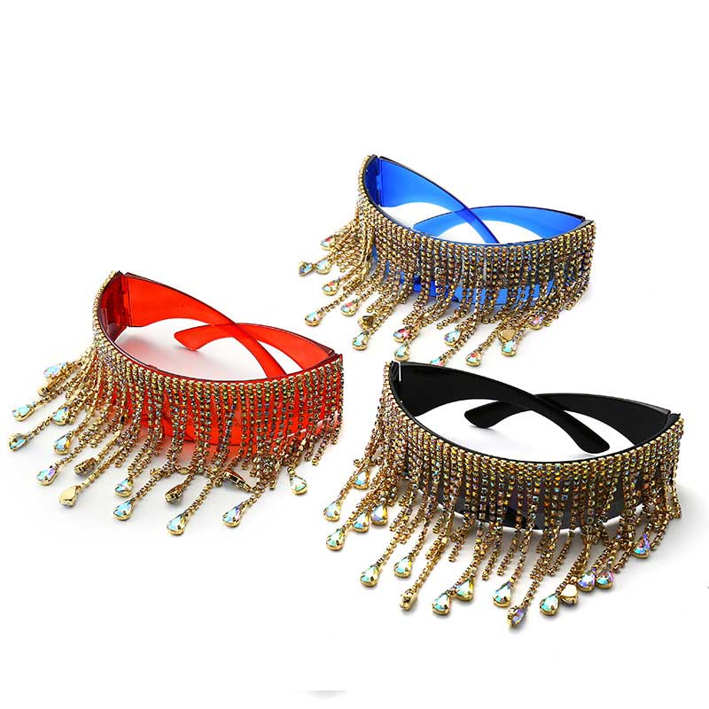 Oversized Tassel Crystal Sunglasses