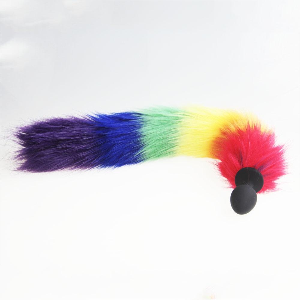 Rainbow-Colored Tail Plug Sex Toy