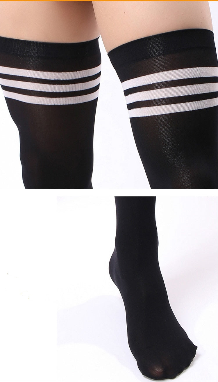 Striped Black Tube Sports Socks