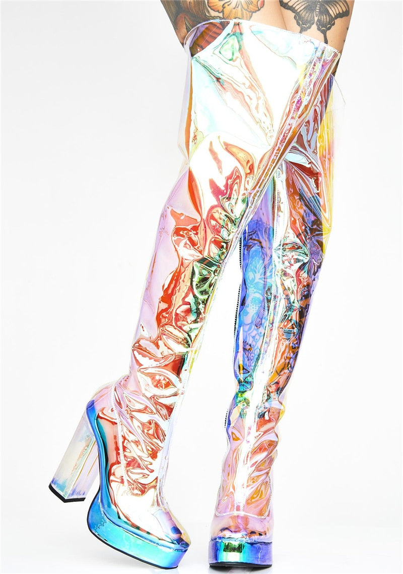 Translucent PVC High Heel Boots
