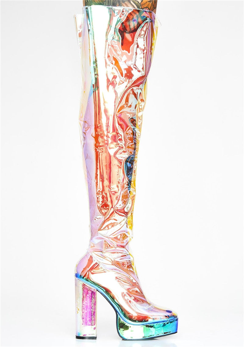 Translucent PVC High Heel Boots