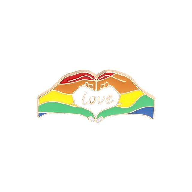 Love Rainbow Hands Enamel Pin