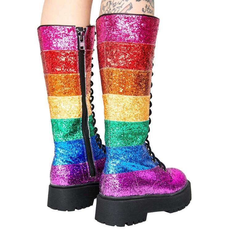 LGBT Pride Sequin Mid Calf Boots