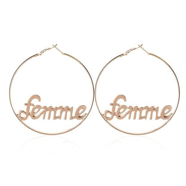 Femme Hoop Earrings Letter