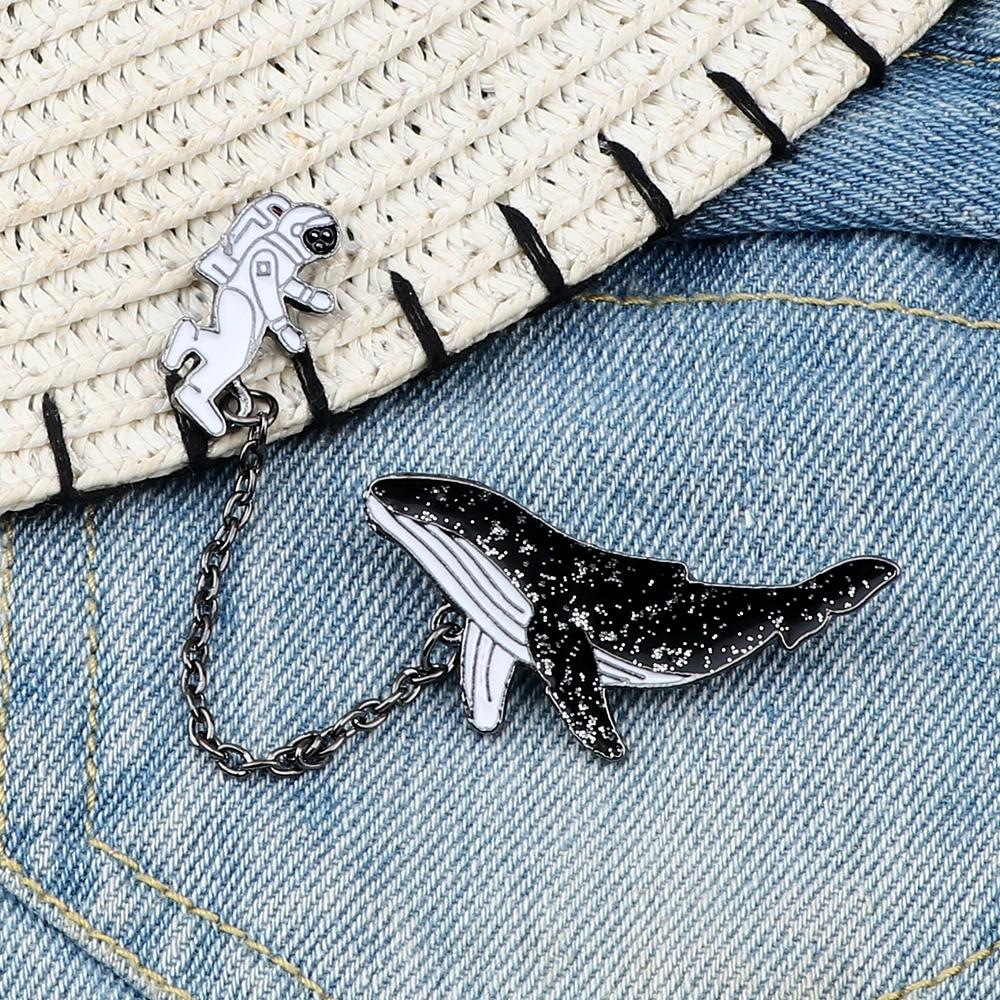 The Whale & The Astronaut Enamel Pin