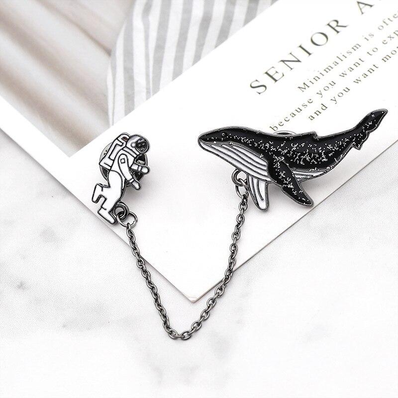 The Whale & The Astronaut Enamel Pin