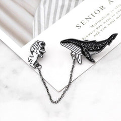 The Whale & The Astronaut Enamel Pin