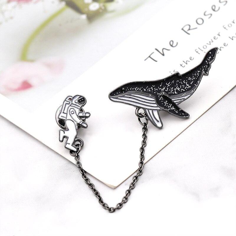 The Whale & The Astronaut Enamel Pin