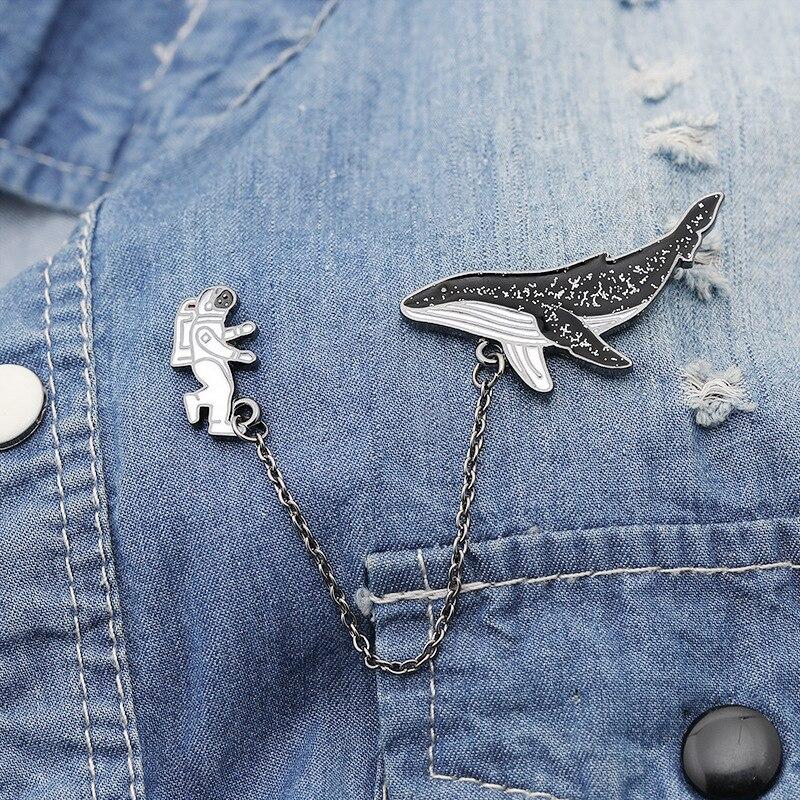 The Whale & The Astronaut Enamel Pin