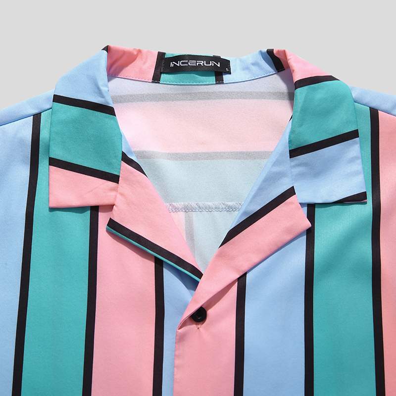 Classic Striped Short Sleeve Printed Shirt