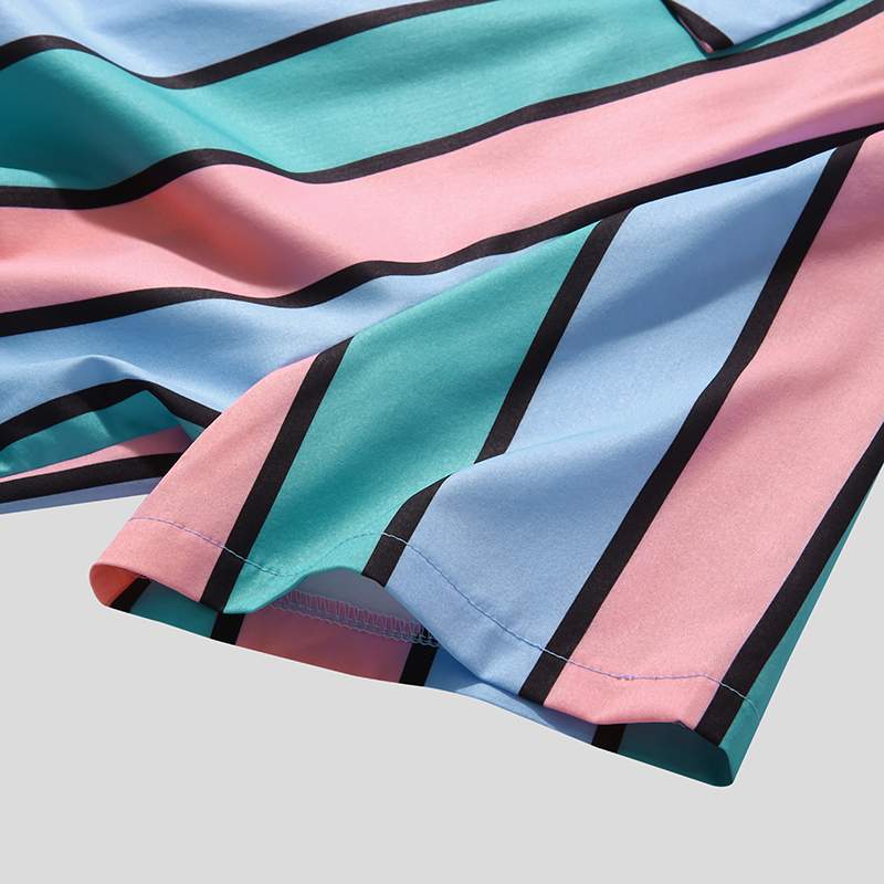 Classic Striped Short Sleeve Printed Shirt