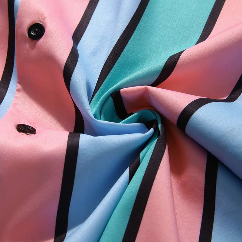 Classic Striped Short Sleeve Printed Shirt