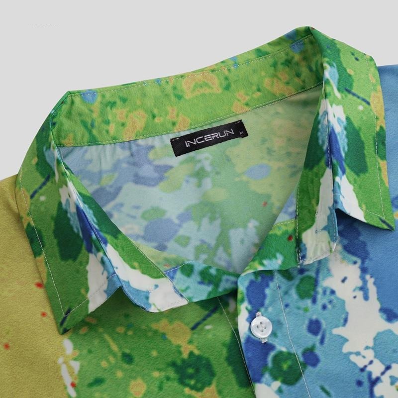Splashed Rainbow Gay Short Sleeve Printed Shirt