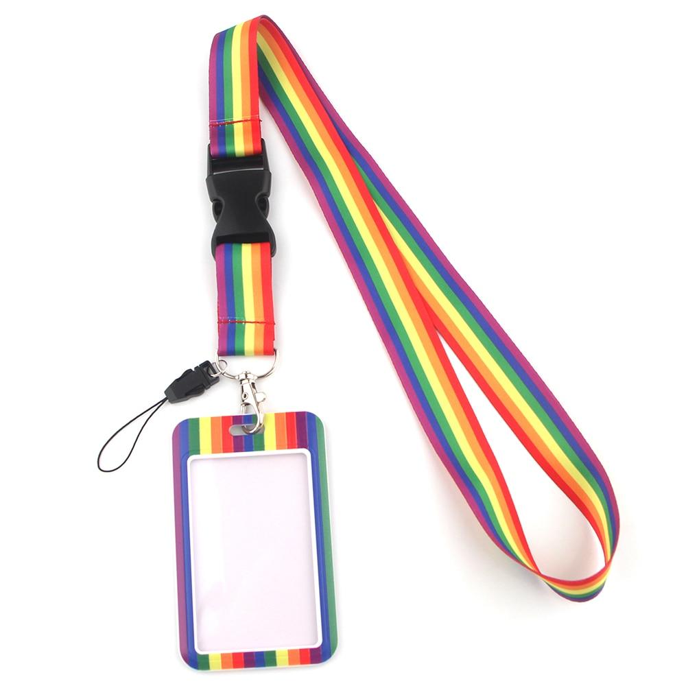 Rainbow Neck Strap Lanyard + ID Case