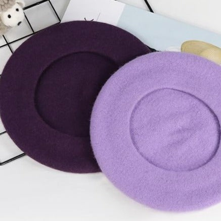 Shades Of Purple Elegant Woollen Beret