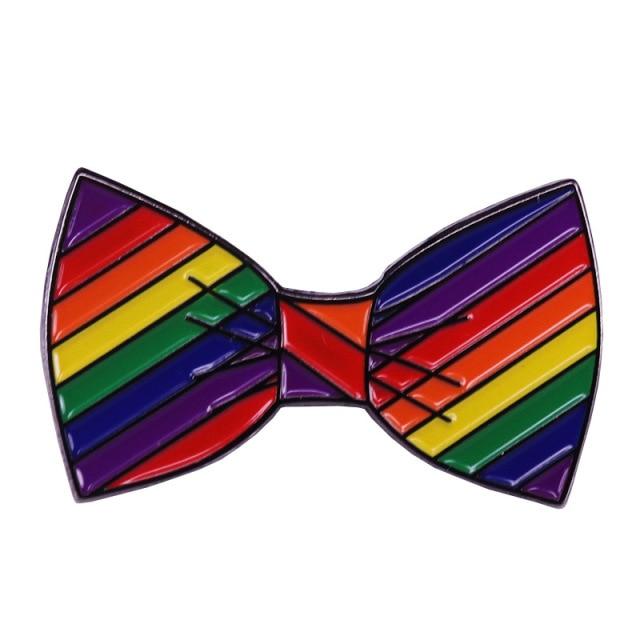 Rainbow Bowtie Enamel Pin