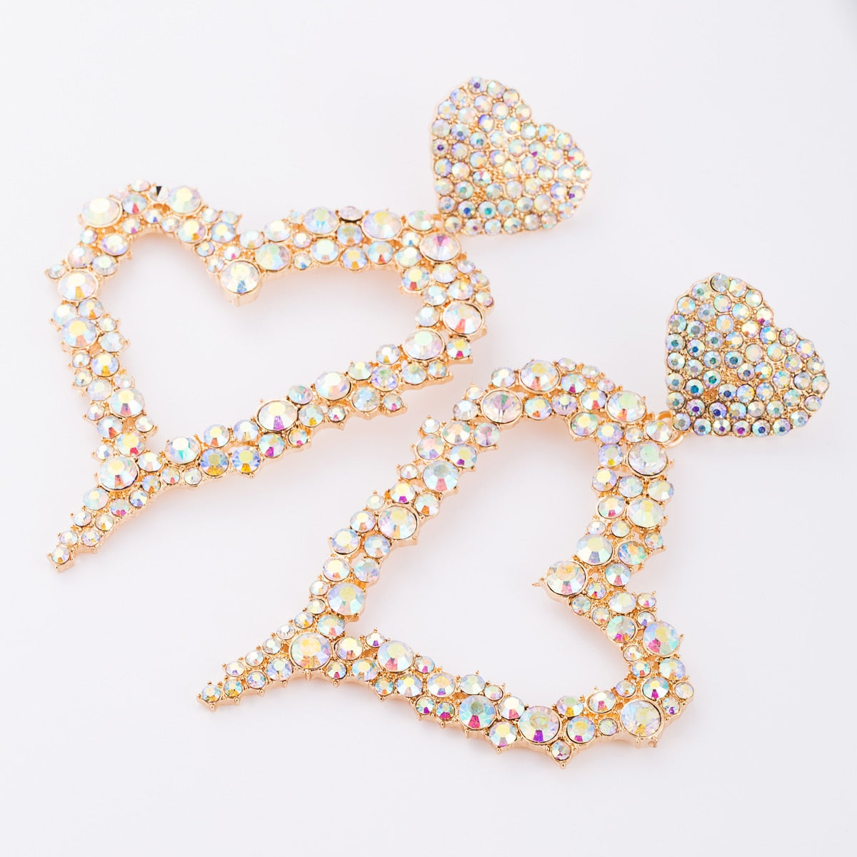 Opulence Heart Rhinestone Earrings
