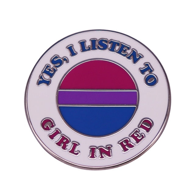 Yes I Listen To Girl In Red Enamel Pin
