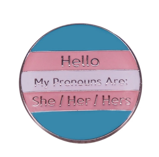 She/Her/Hers Trans Pride Enamel Pin