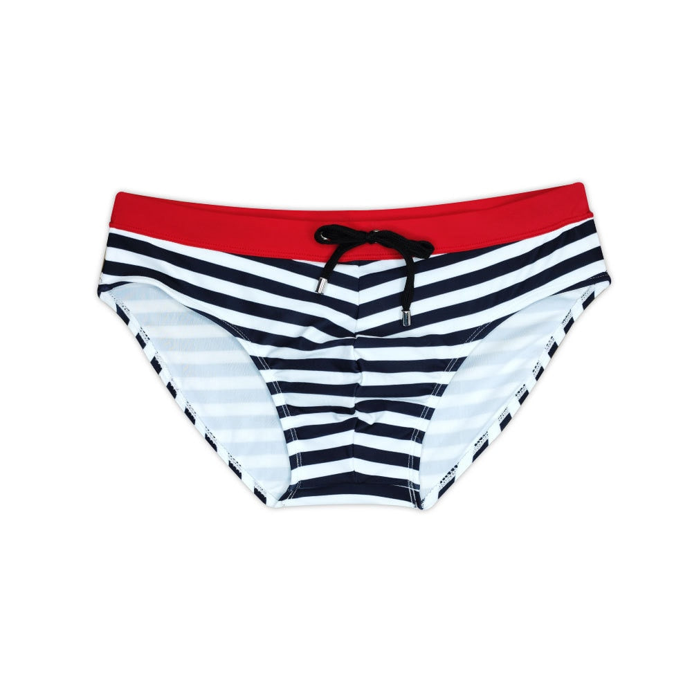 Navy Striped Swim Briefs