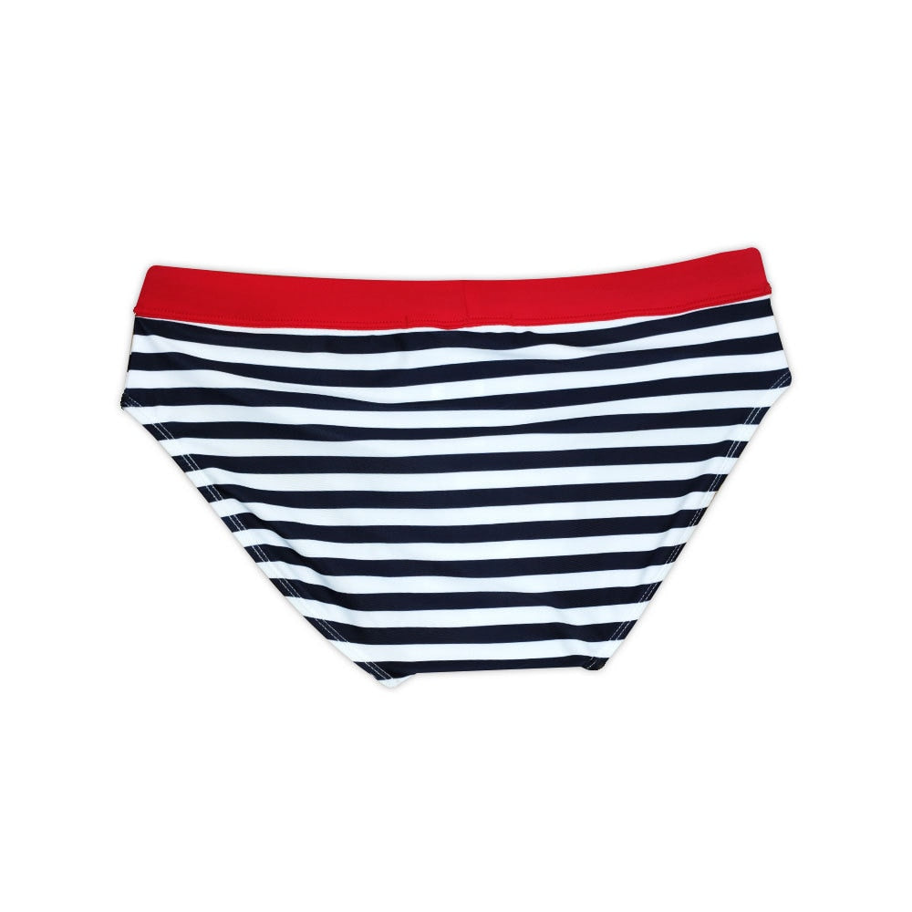 Navy Striped Swim Briefs