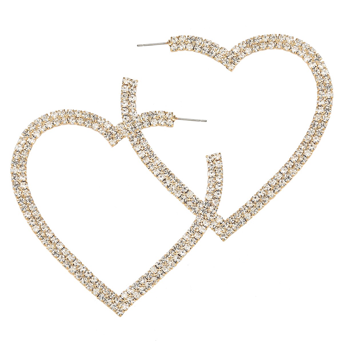 Heart-Shaped Hoop Rhinestone Earrings