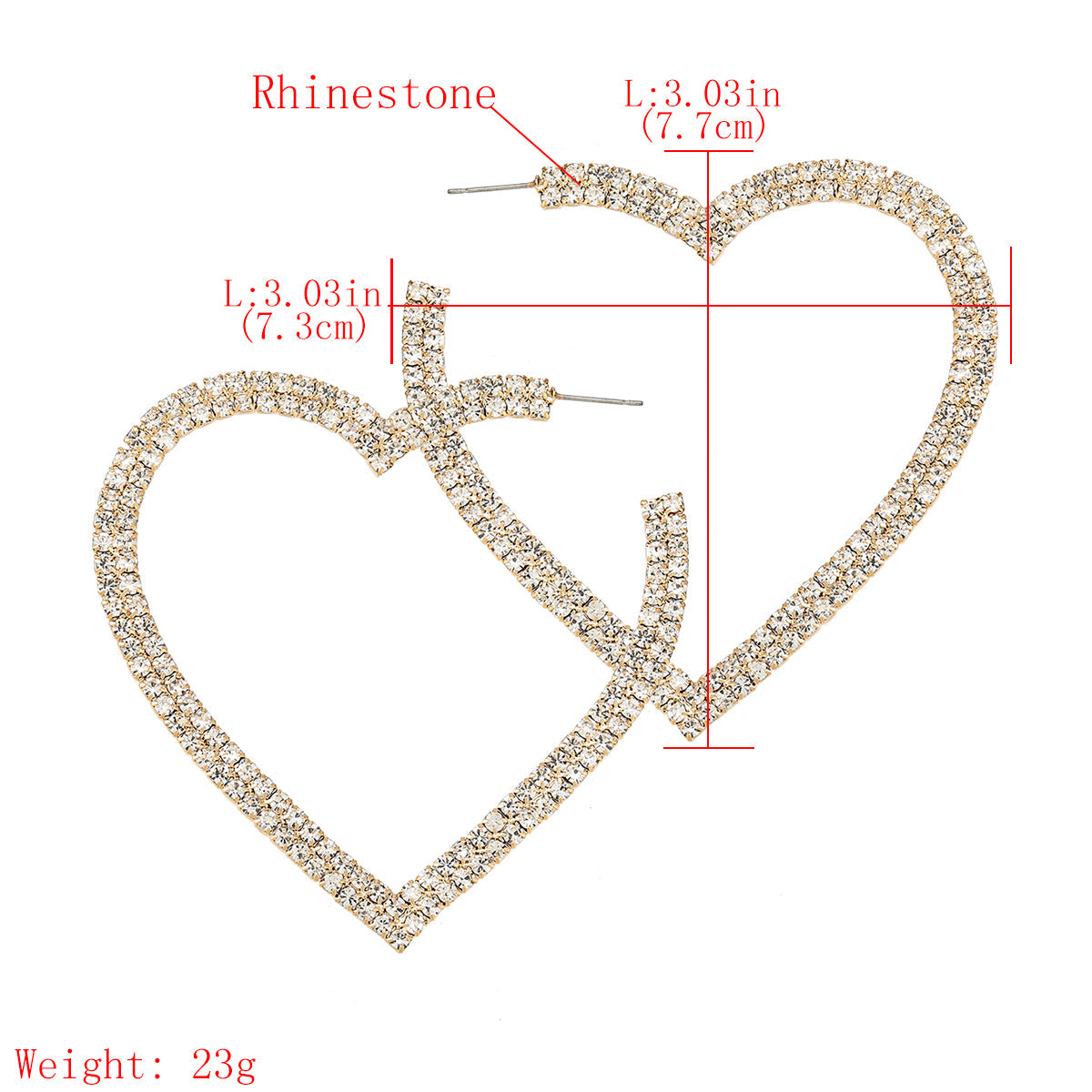 Heart-Shaped Hoop Rhinestone Earrings