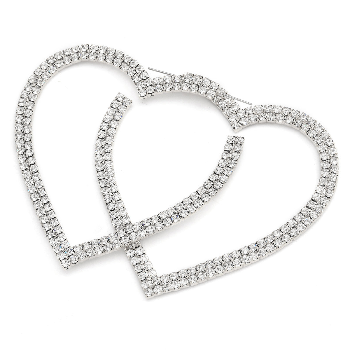 Heart-Shaped Hoop Rhinestone Earrings